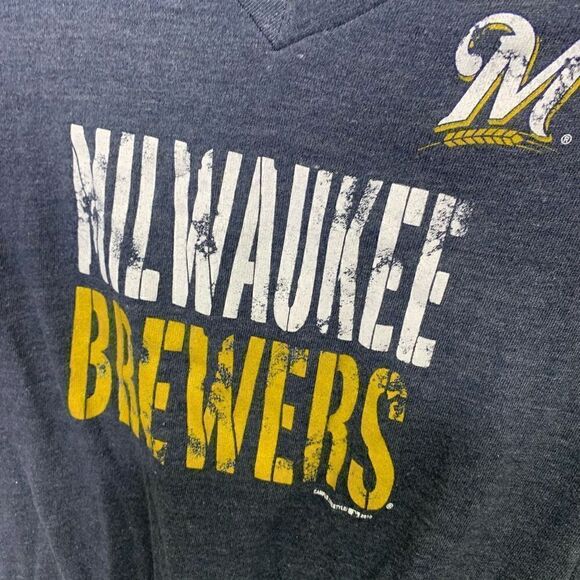 Milwaukee Brewers Women’s V Neck T-Shirt Gray Size Small (1o1) - Picture 2 of 4